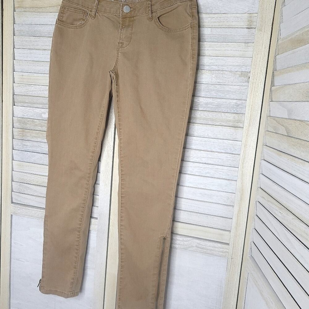 Jennifer Lopez Beige Zip Ankle Skinny Jeans Womens Size 4 Tan Low Rise